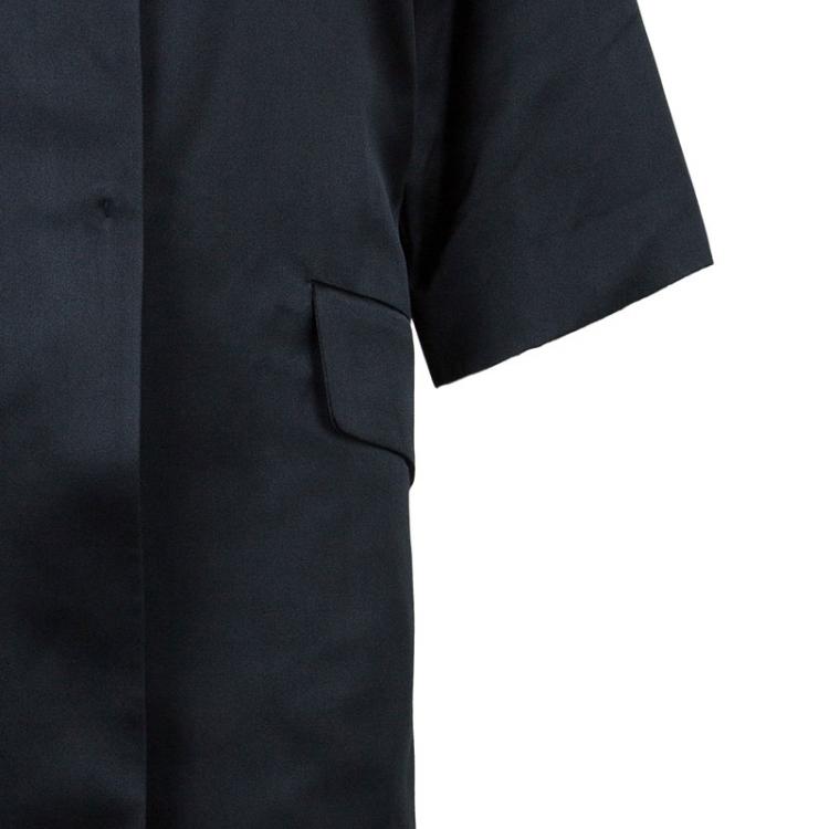 Pre Owned Miu Miu Black Satin Runway Coat M