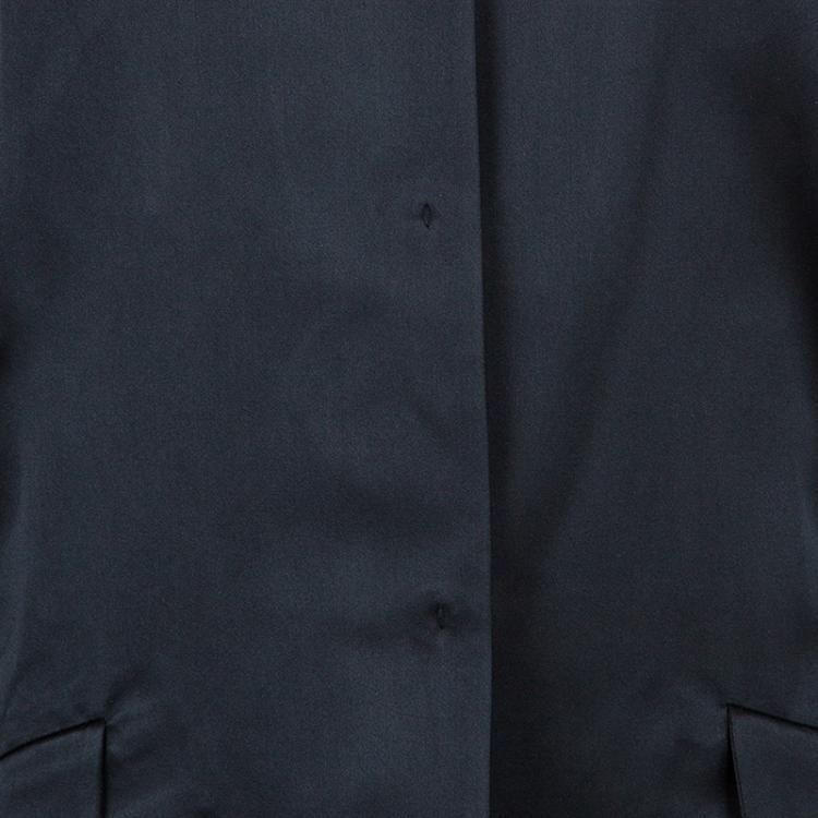 Pre Owned Miu Miu Black Satin Runway Coat M