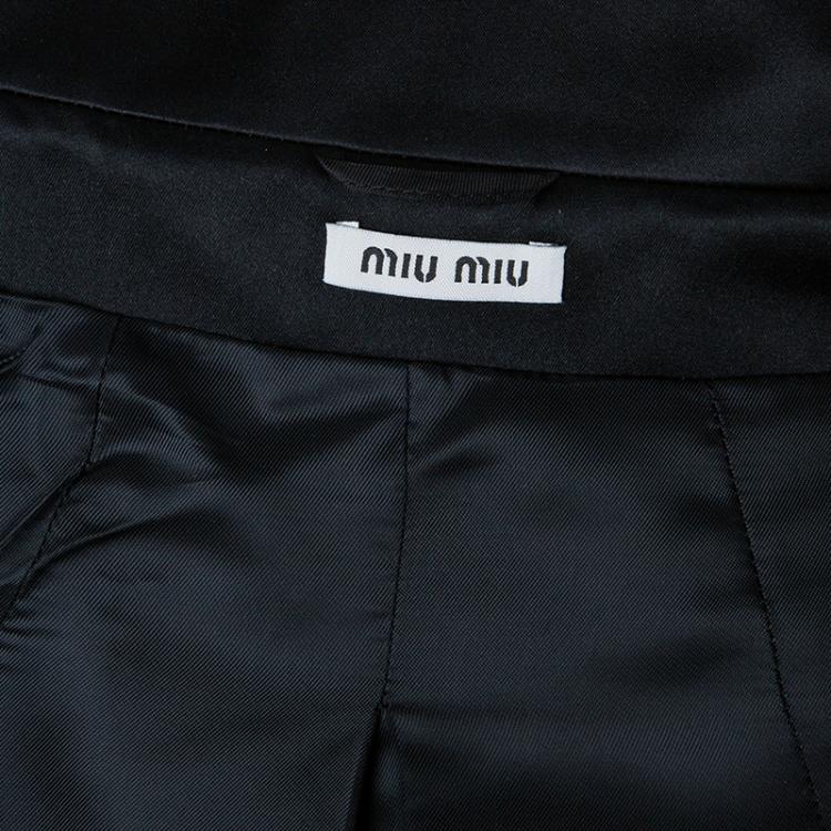 Pre Owned Miu Miu Black Satin Runway Coat M