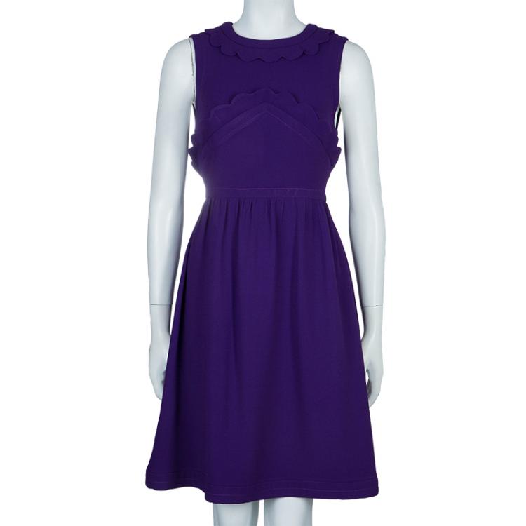 Pre Owned Miu Miu Purple Scalloped Dress M
