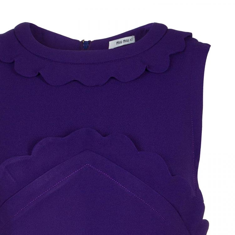 Pre Owned Miu Miu Purple Scalloped Dress M