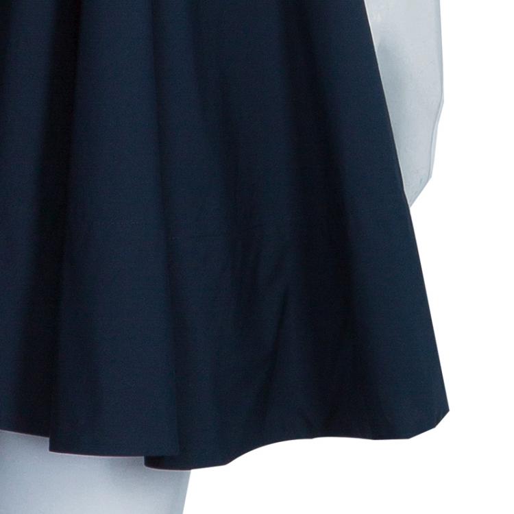 Pre Owned Miu Miu Navy Flared Buttondown Cotton Dress XS