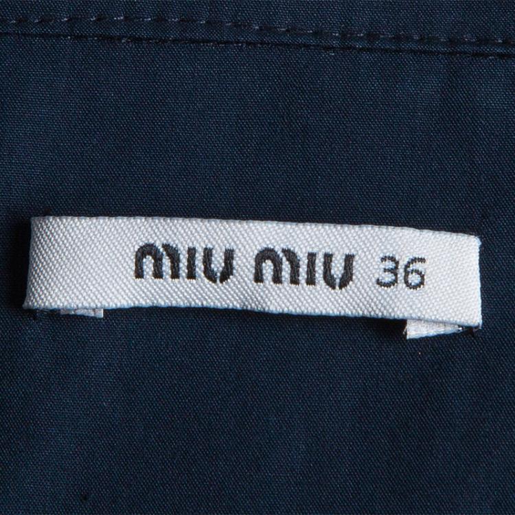 Pre Owned Miu Miu Navy Flared Buttondown Cotton Dress XS