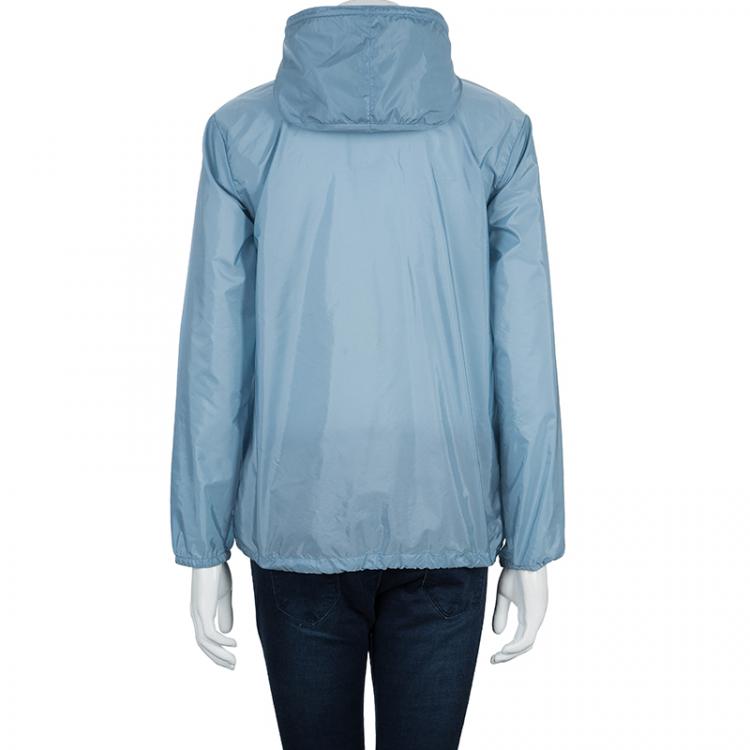 Pre Owned Miu Miu Light Blue Nylon Raincoat S
