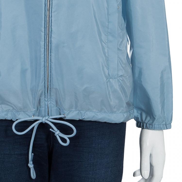 Pre Owned Miu Miu Light Blue Nylon Raincoat S
