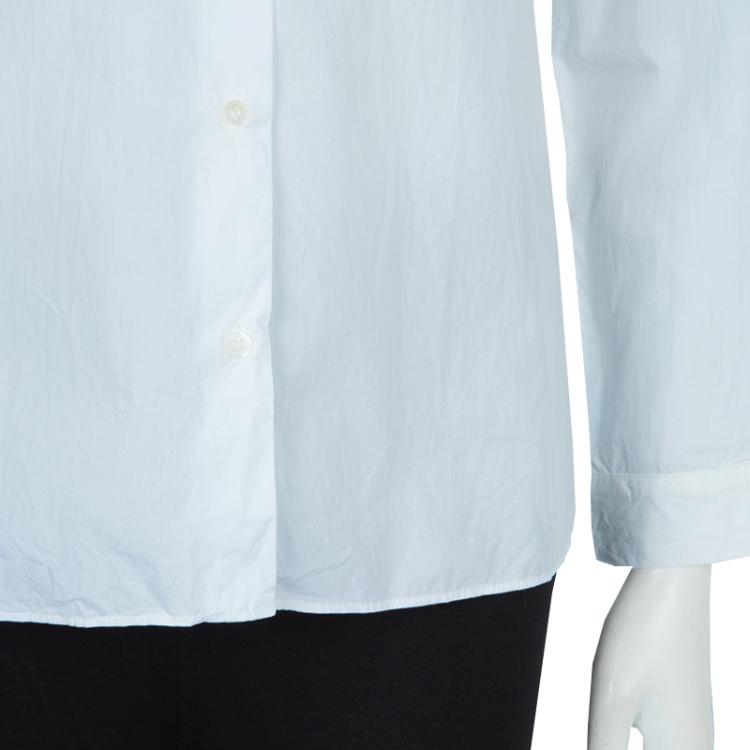 Pre Owned Miu Miu White Embellished Collar Long Sleeve Buttondown Cotton Shirt L
