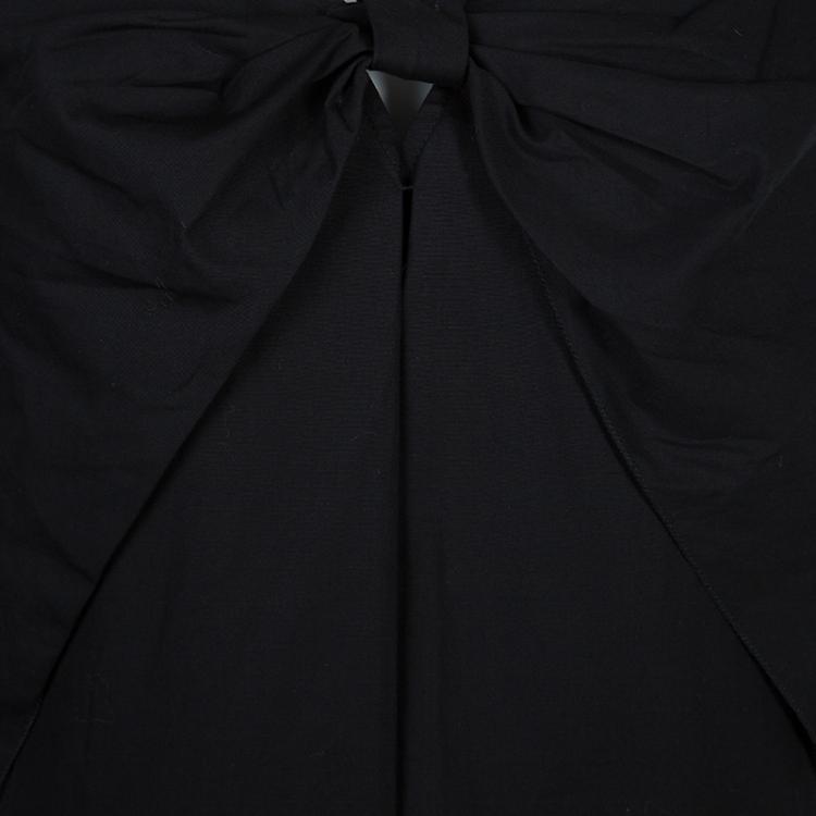 Pre Owned Miu Miu Black Bow Detail Sleeveless Cotton Dress L