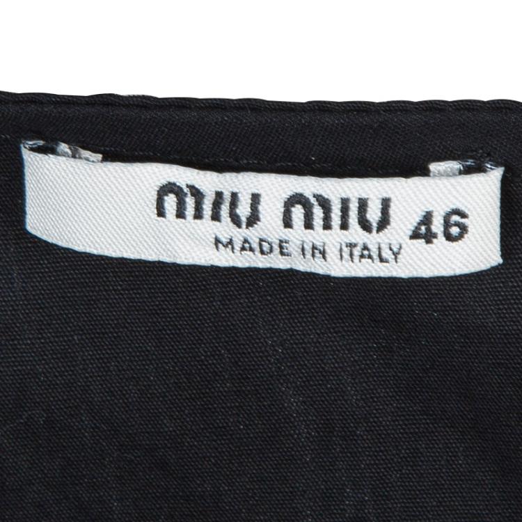 Pre Owned Miu Miu Black Bow Detail Sleeveless Cotton Dress L