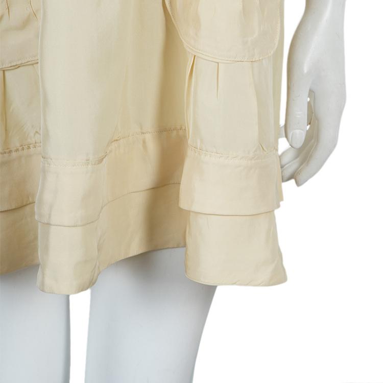 Pre Owned Miu Miu Beige Silk Pintuck Detail Shirt Dress M