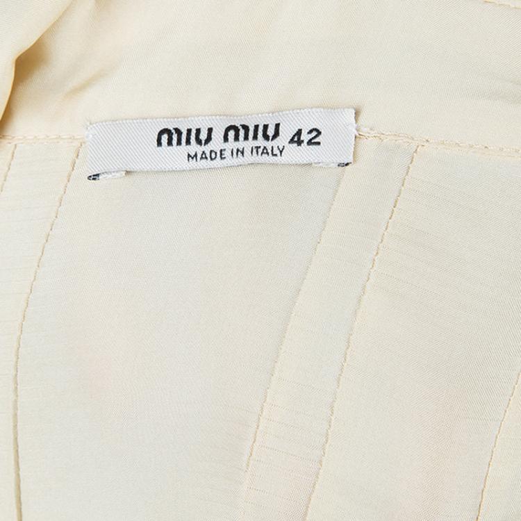 Pre Owned Miu Miu Beige Silk Pintuck Detail Shirt Dress M