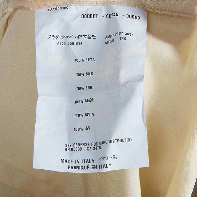 Pre Owned Miu Miu Beige Silk Pintuck Detail Shirt Dress M