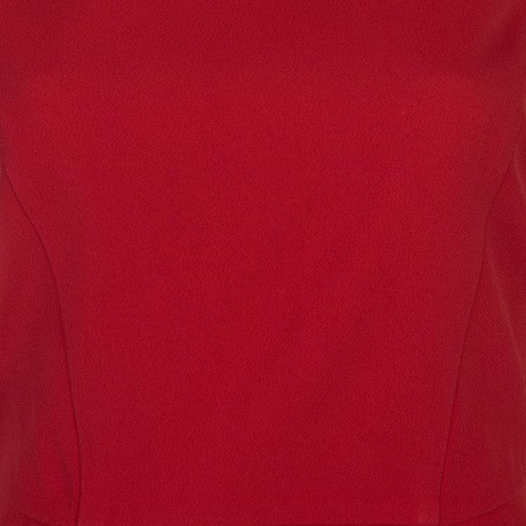 Pre Owned Miu Miu Red Backless Tie Detail Cap Sleeve Godet Dress S