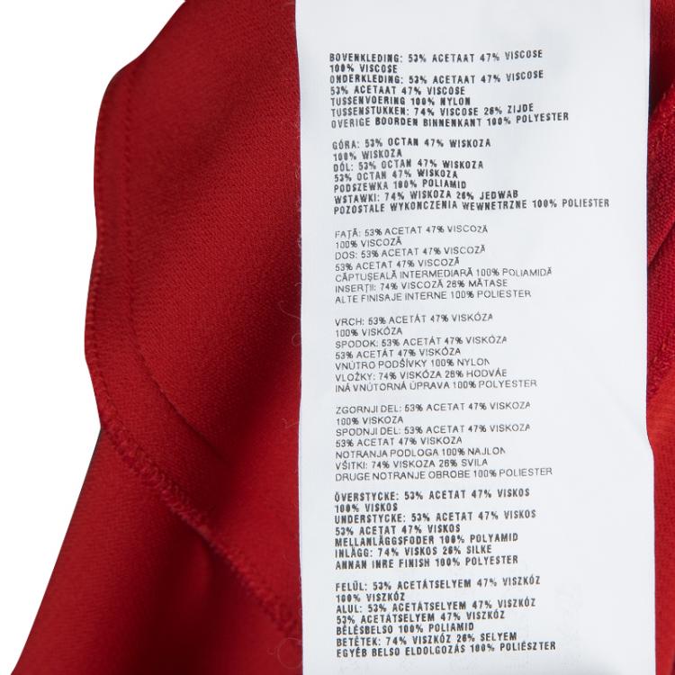 Pre Owned Miu Miu Red Backless Tie Detail Cap Sleeve Godet Dress S