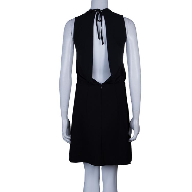 Pre Owned Miu Miu Black Back Tie Detail Sleeveless Dress M