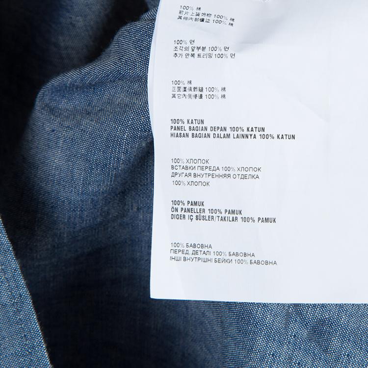 Pre Owned Miu Miu Blue Cotton Chambray Contrast Bib Sleeveless Top M