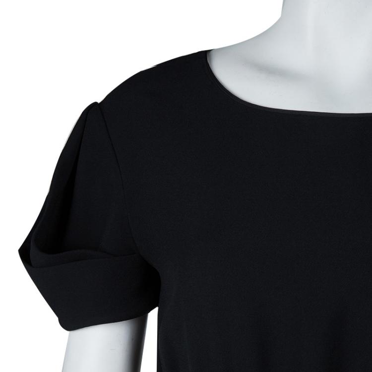 Pre Owned Miu Miu Black Short Sleeve Gathered Belted Dress S