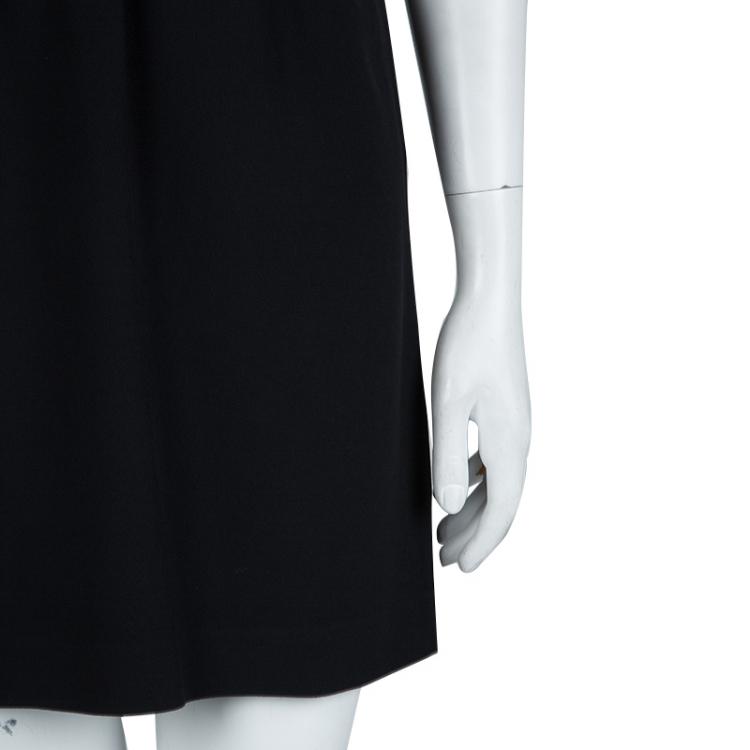 Pre Owned Miu Miu Black Short Sleeve Gathered Belted Dress S