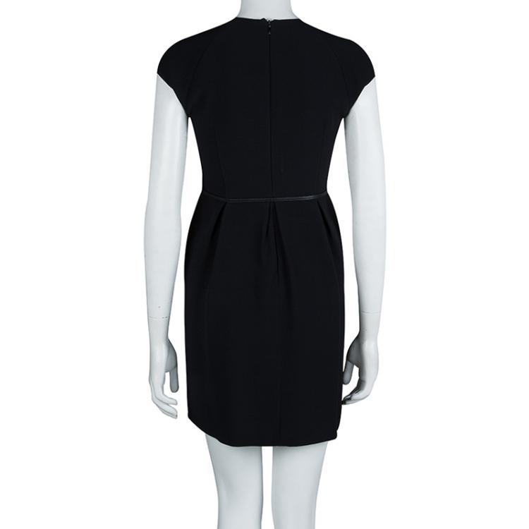Pre Owned Miu Miu Black Cap Sleeve Belted Dress S