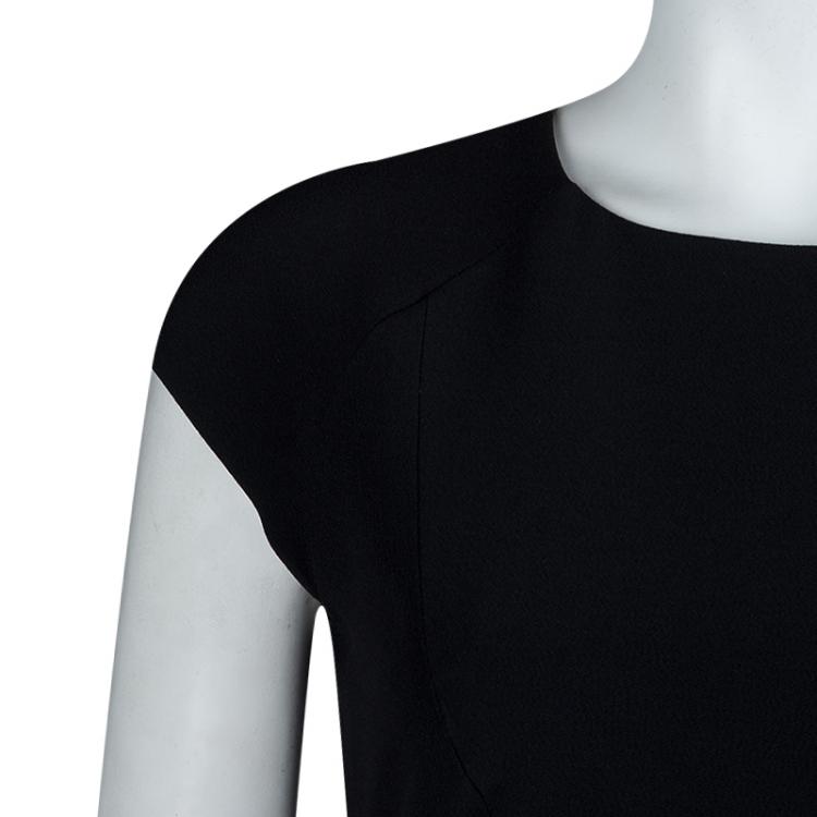 Pre Owned Miu Miu Black Cap Sleeve Belted Dress S