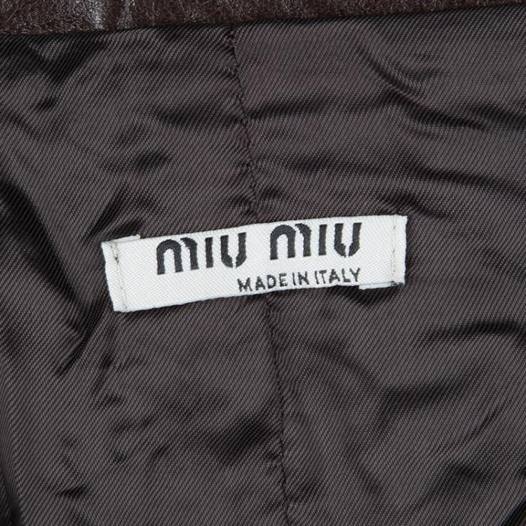 Pre Owned Miu Miu Dark Brown Leather Jacket L
