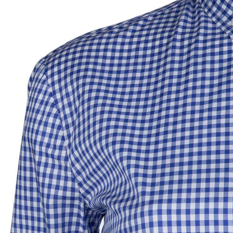 Pre Owned Miu Miu Blue Gingham Checked Long Sleeve Buttondown Cotton Shirt S