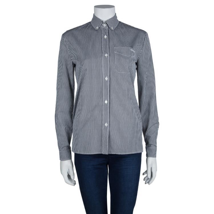 Pre Owned Miu Miu Black Gingham Checked Long Sleeve Buttondown Cotton Shirt S