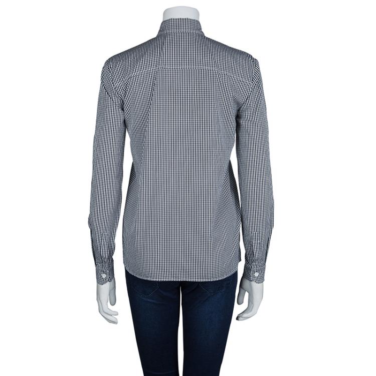 Pre Owned Miu Miu Black Gingham Checked Long Sleeve Buttondown Cotton Shirt S