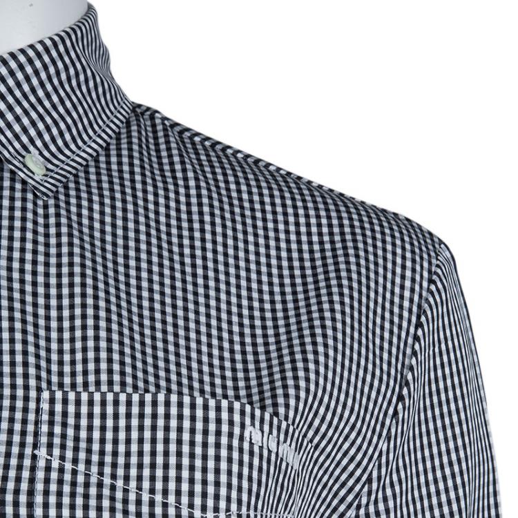 Pre Owned Miu Miu Black Gingham Checked Long Sleeve Buttondown Cotton Shirt S