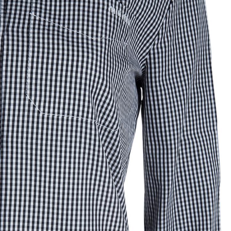 Pre Owned Miu Miu Black Gingham Checked Long Sleeve Buttondown Cotton Shirt S
