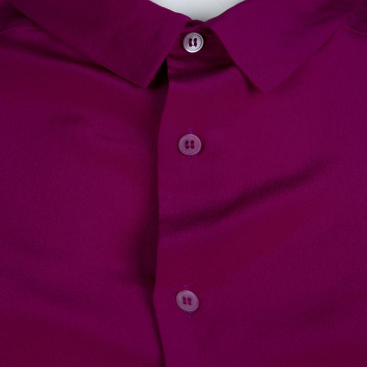 Pre Owned Miu Miu Pink Silk Ruched Short Sleeve Blouse  M