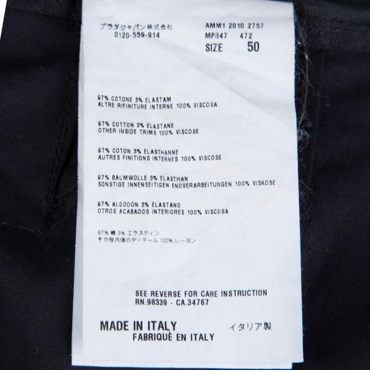 Pre Owned Miu Miu Black Cotton Straight Fit Trousers XL