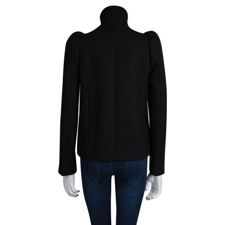 Pre Owned Miu Miu Black Wool Bow Detail Jacket S