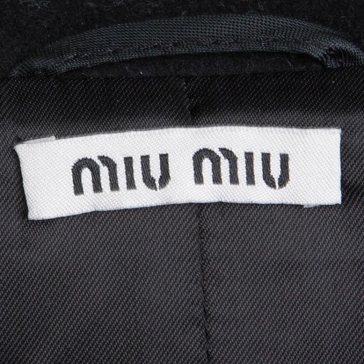 Pre Owned Miu Miu Black Wool Bow Detail Jacket S