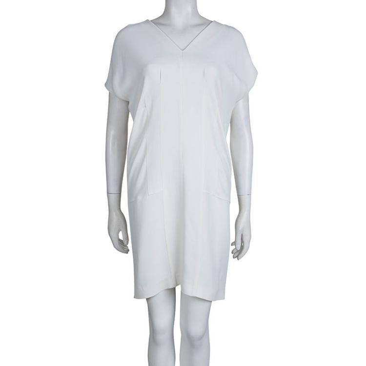 Pre Owned Miu Miu White V-Neck Oversized Dress S