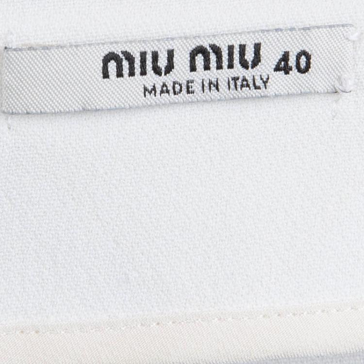 Pre Owned Miu Miu White V-Neck Oversized Dress S