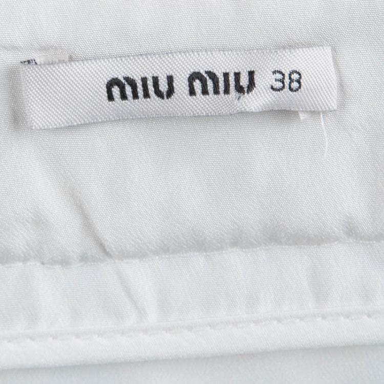 Pre Owned Miu Miu Cream Lace Mini Skirt S