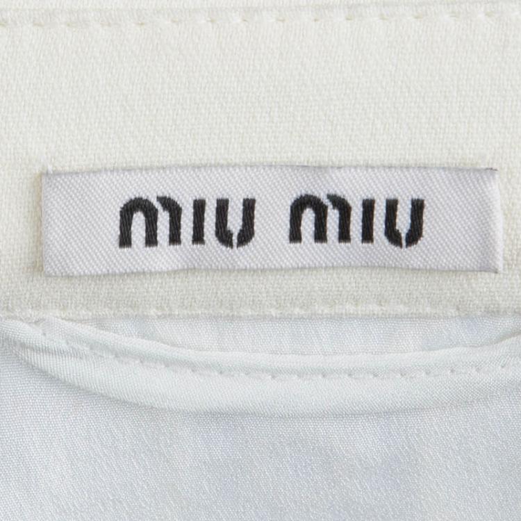 Pre Owned Miu Miu Cream Lace Cropped Jacket M