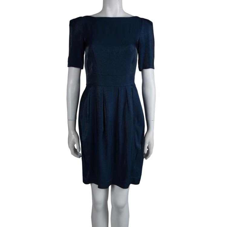 Pre Owned Miu Miu Navy Blue Short Sleeve Dress S