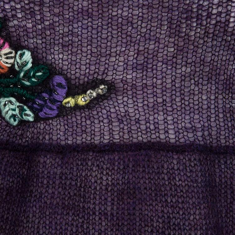 Pre Owned Miu Miu Purple Mohair Loose Knit Embroidered Sweater M