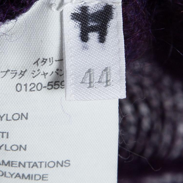 Pre Owned Miu Miu Purple Mohair Loose Knit Embroidered Sweater M