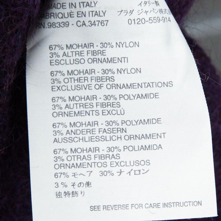 Pre Owned Miu Miu Purple Mohair Loose Knit Embroidered Sweater M