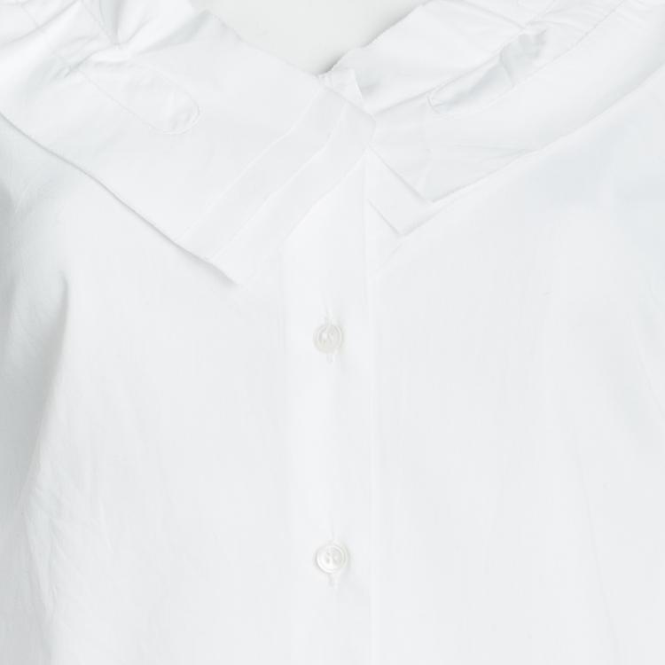 Pre Owned Miu Miu White Cotton Ruffled Collar Detail Shirt S