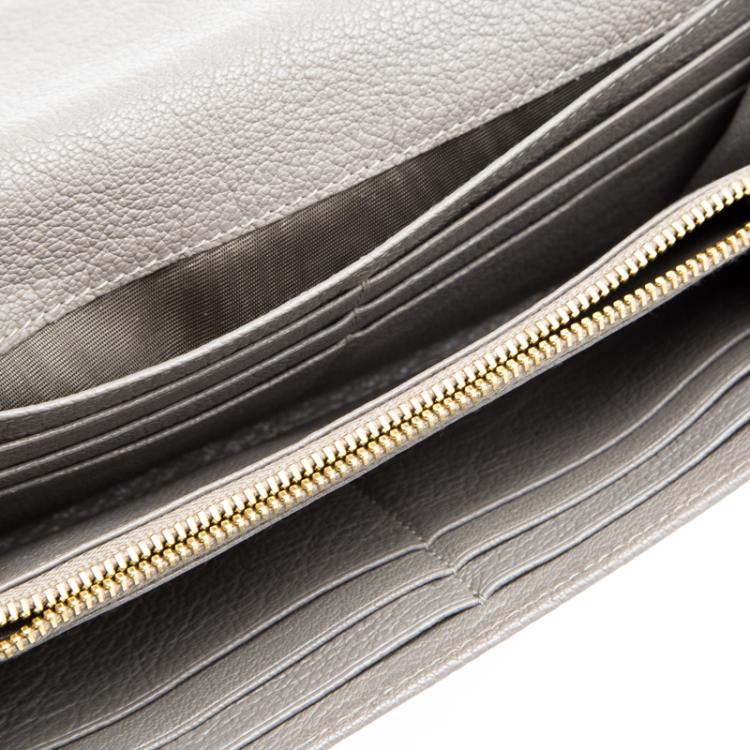 Pre Owned Miu Miu Grey Leather Bow Embellished Continental Wallet