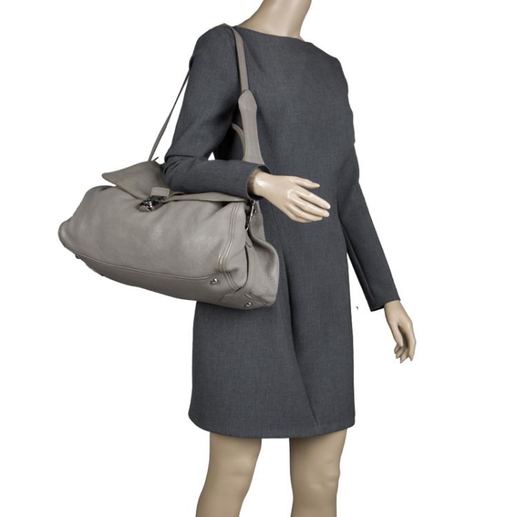 Pre Owned Miu Miu Grey Leather Top Handle Bag