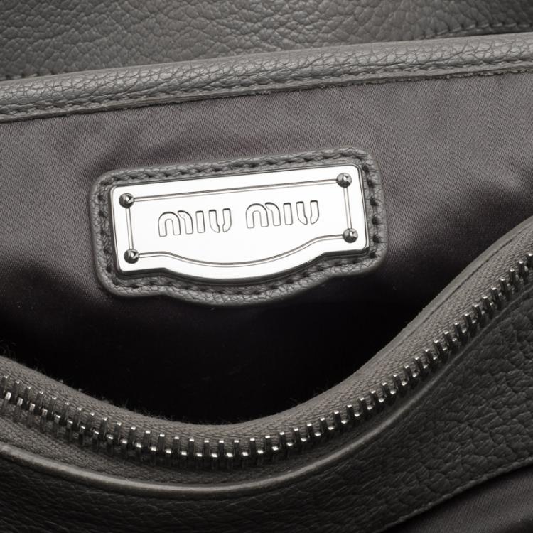 Pre Owned Miu Miu Grey Leather Top Handle Bag