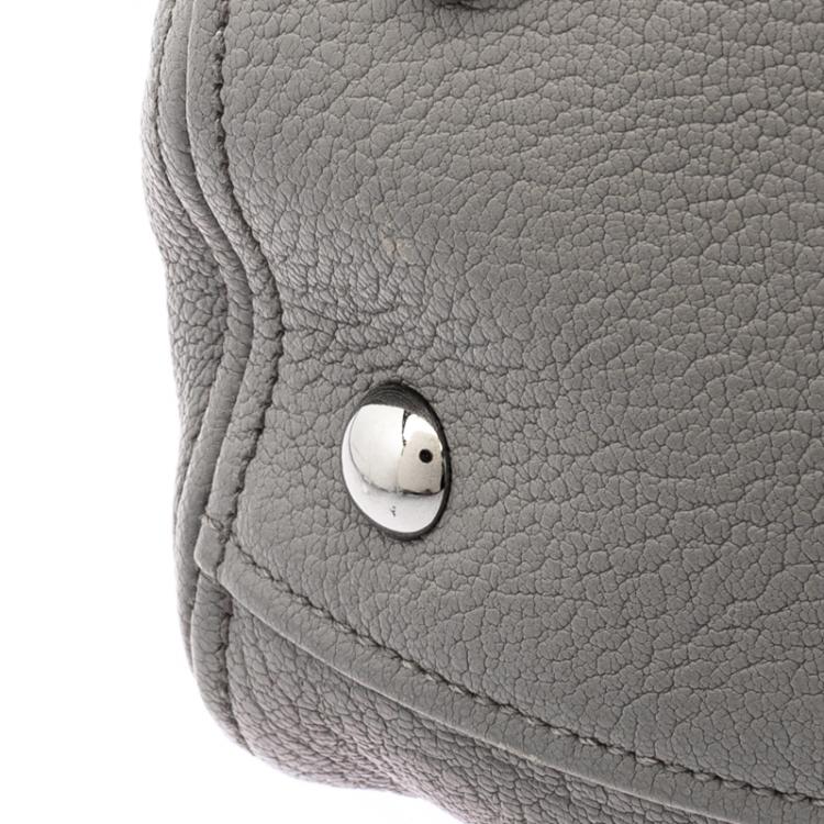 Pre Owned Miu Miu Grey Leather Top Handle Bag