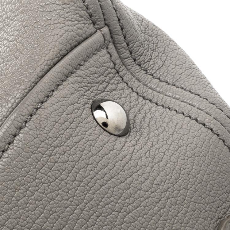 Pre Owned Miu Miu Grey Leather Top Handle Bag
