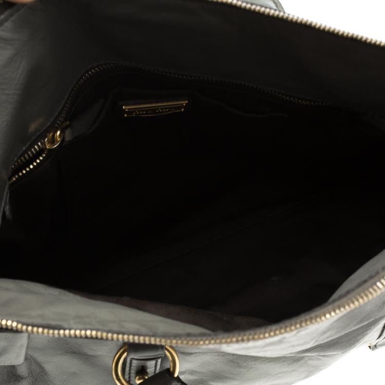 Pre Owned Miu Miu Grey Leather Bow Tote