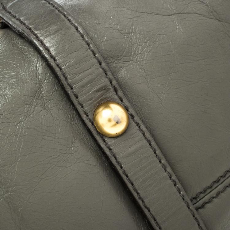 Pre Owned Miu Miu Grey Leather Bow Tote