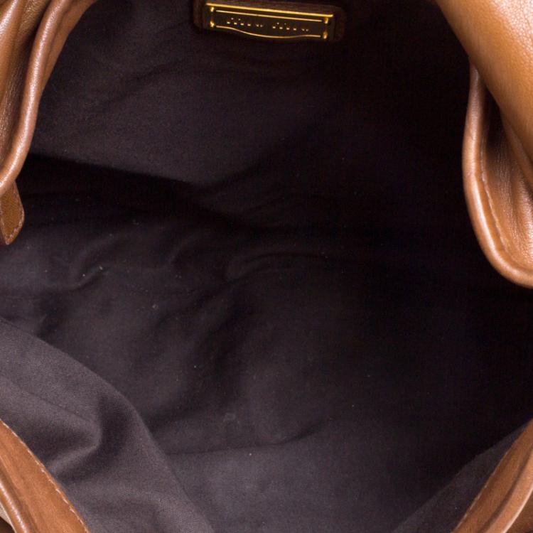 Pre Owned Miu Miu Brown Matelasse Lux Leather Coffer Hobo
